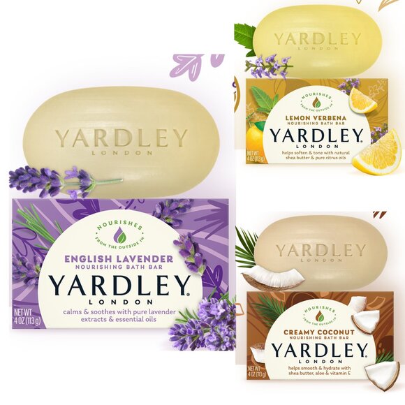 Yardley London Assorted Soaps - Lavender, Lemon, Coconut- Pack of 3 - Picture 1 of 1
